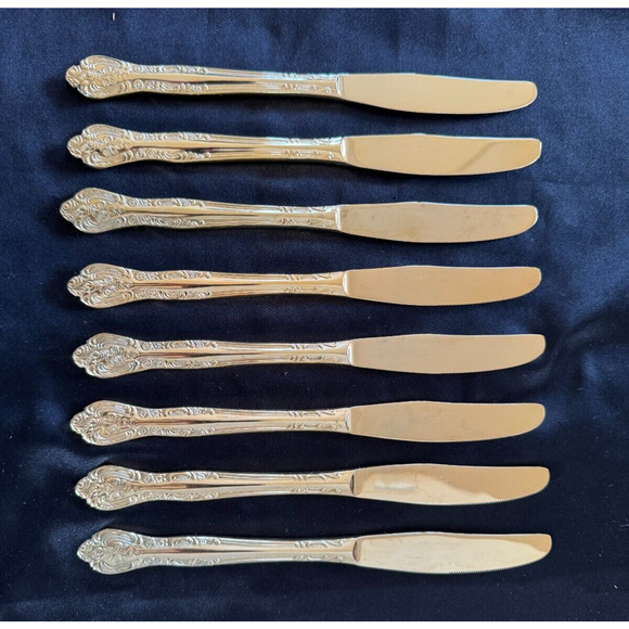 Vtg Stanley Roberts Flatware Golden Dynasty Gold Electroplate 54 PC Svc 8 MINT - Picture 8 of 14